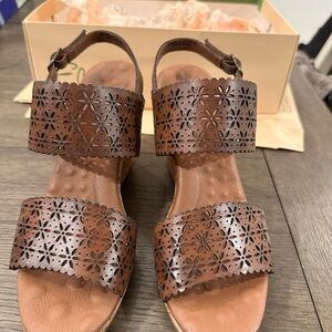 Brown Laser-Cut Women's Sandals